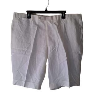 Mens White Chino Shorts Flat Front Cotton Blend Classic Casual Beach Size 42